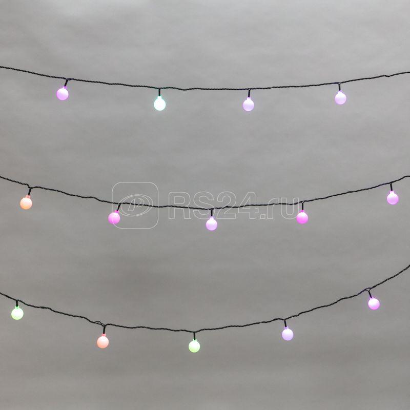 Гирлянда светодиодная "Шарики" 5м d25мм 25LED RGB ПВХ темн. зел. Neon-Night 303-550
