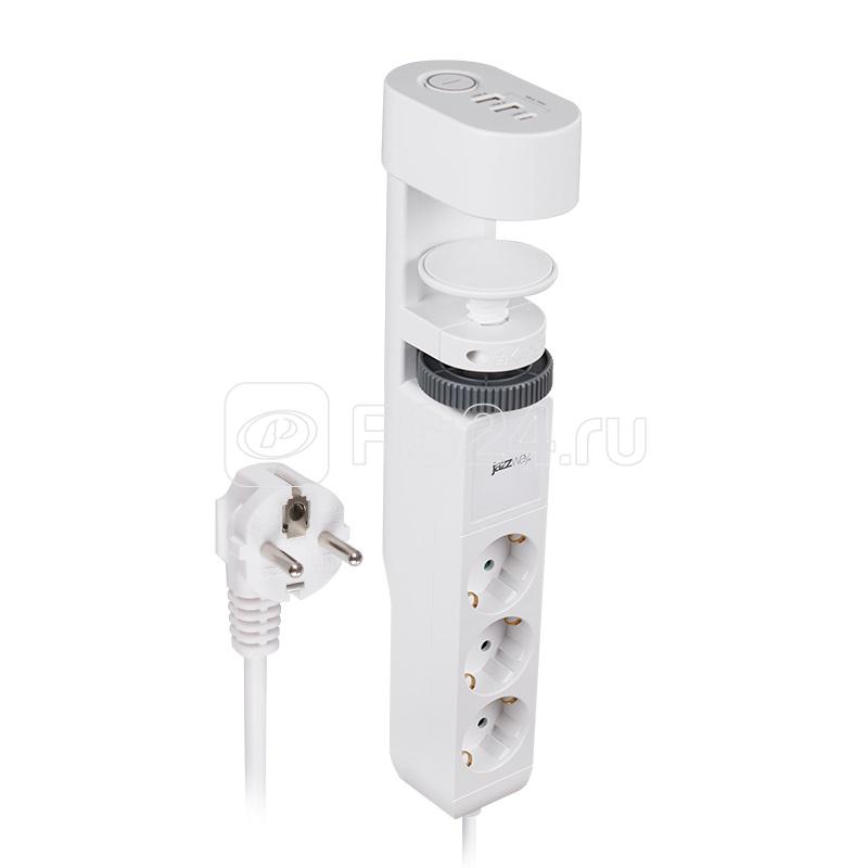 Удлинитель 3х1.5м на струбцине с заземл. с выкл. 3 USB выхода (2А+1С) IP20 ПВС 3х1 ETD-03U-150-wh (3х1.5) бел. JAZZway 5059535