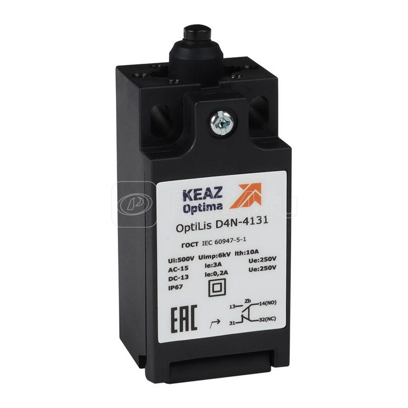 Выключатель концевой OptiLiS D4N-4131 толкатель пластик. EN 50047 XCKN2112P20 КЭАЗ 365302