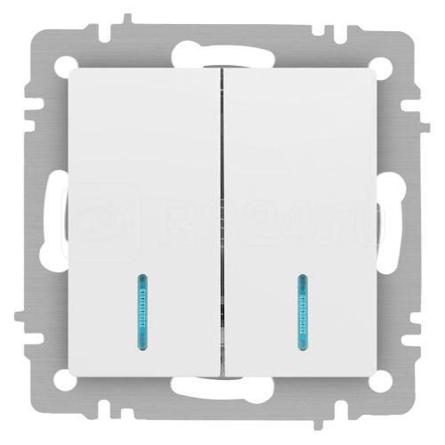 Выключатель 2-кл. СП Accent 6-105-01 10А IP20 250В с подсветкой AL/CU бел. Intro Б0063505