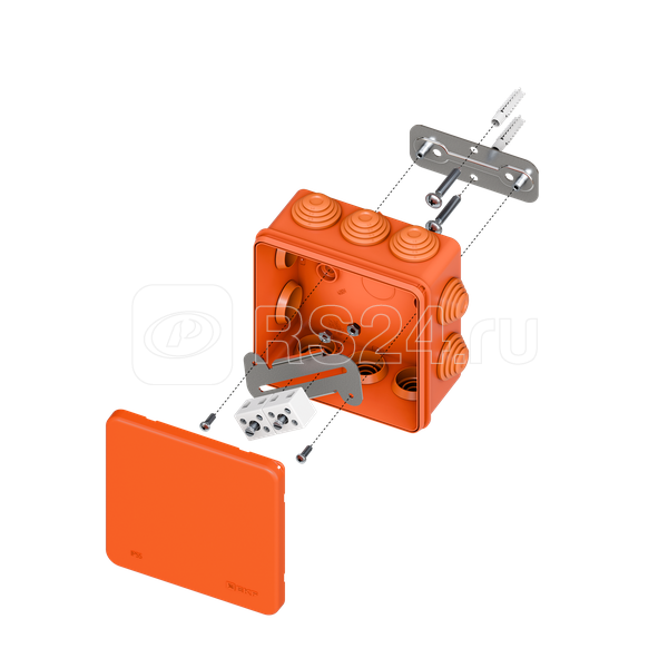 Коробка огнестойкая E45 100х100х50мм IP55 с клеммниками 4 полюса 0.5-6кв.мм HF EKF plc-kmfr-100-406