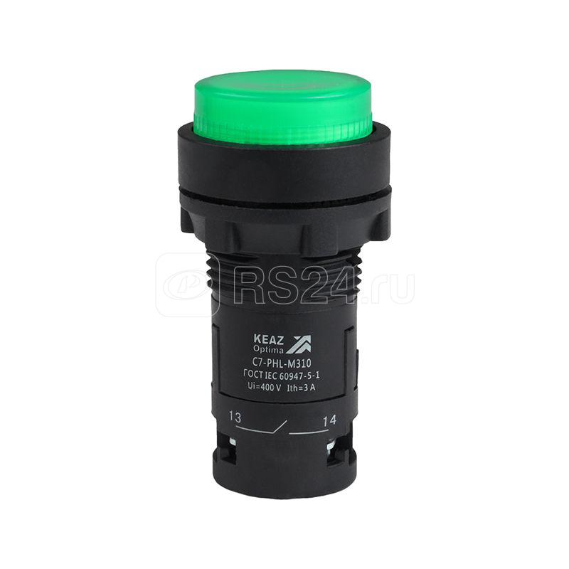 Кнопка с фиксацией с подсветкой OptiSignal Compact D22 С7-PHL-B310 зел. 1НО 24В AC/DC XB7NJ03B1 КЭАЗ 362110