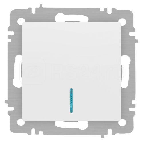 Выключатель 1-кл. СП Accent 6-102-01М 10А IP20 250В с подсветкой AL/CU бел. матов. Intro Б0063466