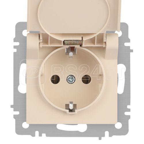 Розетка 1-м СП Accent 6-203-02 16А IP20 250В 2P+E Schuko с крышкой сл.кость Intro Б0063716