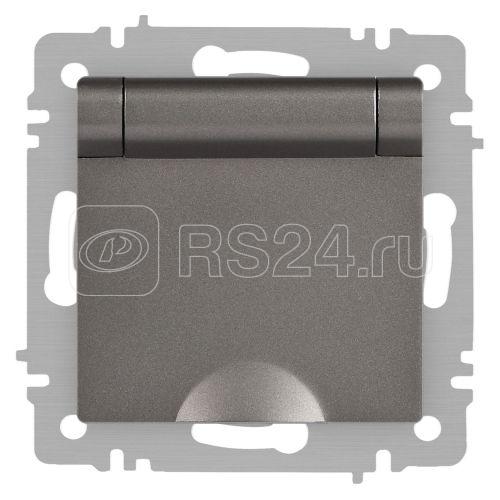 Розетка 1-м СП Accent 6-203-09 16А IP20 250В 2P+E Schuko с крышкой AL/CU титан Intro Б0063471
