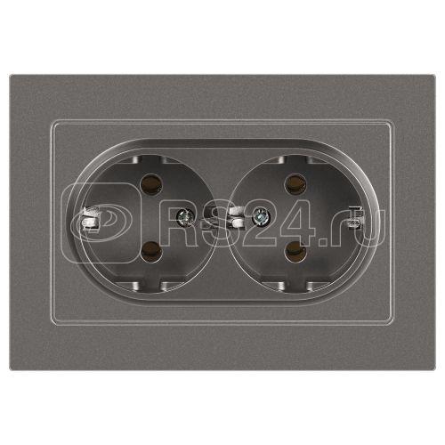 Розетка 2-м СП Accent 6-205-09 16А IP20 250В 2P+E Schuko AL/CU титан Intro Б0063500