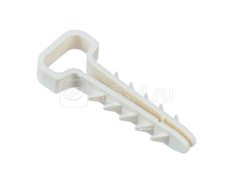 Дюбель-хомут PCD-F 05х10-45-100WH для плоского кабеля PA6.6 бел. (уп.100шт) JazzWay 5054929