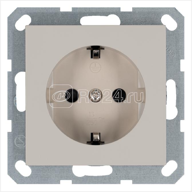 Розетка 1-м Shuko 16А IP20 с заземл. защ. шторки механизм тауп Jasmart G5501T