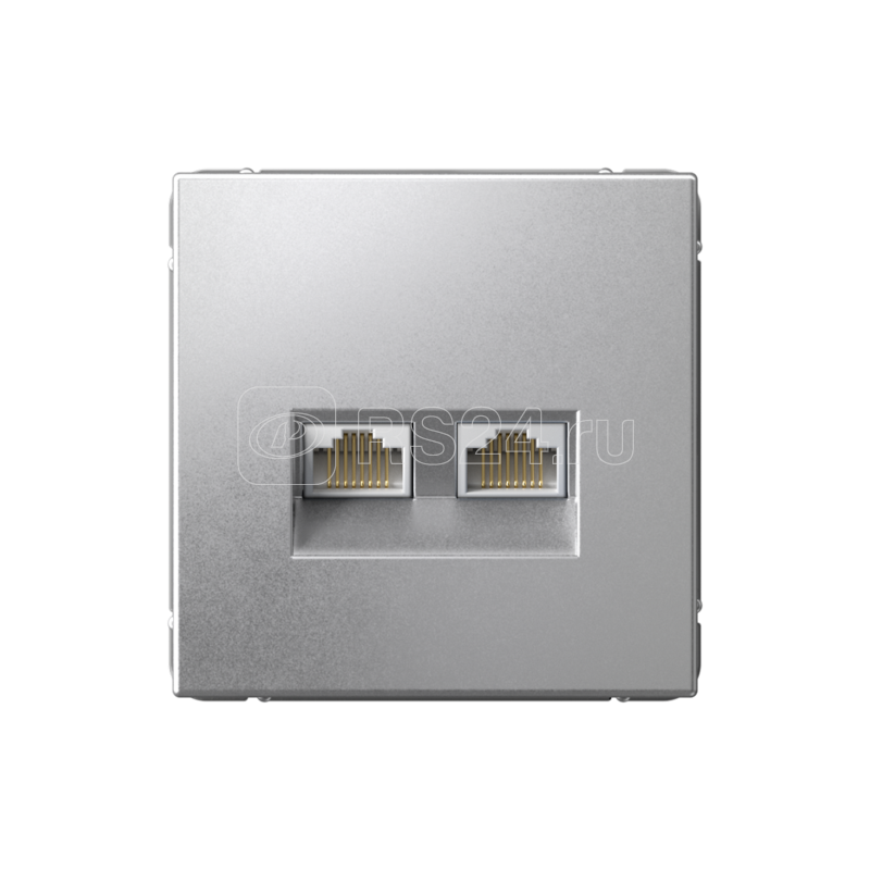 Розетка компьютерная 2-м ArtGallery RJ45 + RJ45 кат.5E механизм алюм. SE GAL000385