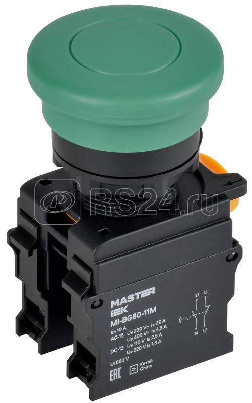 Кнопка "Грибок" d22мм 1НО+1НЗ MASTER без фиксации зел. IEK MI-BG60-11M-3-21-K06