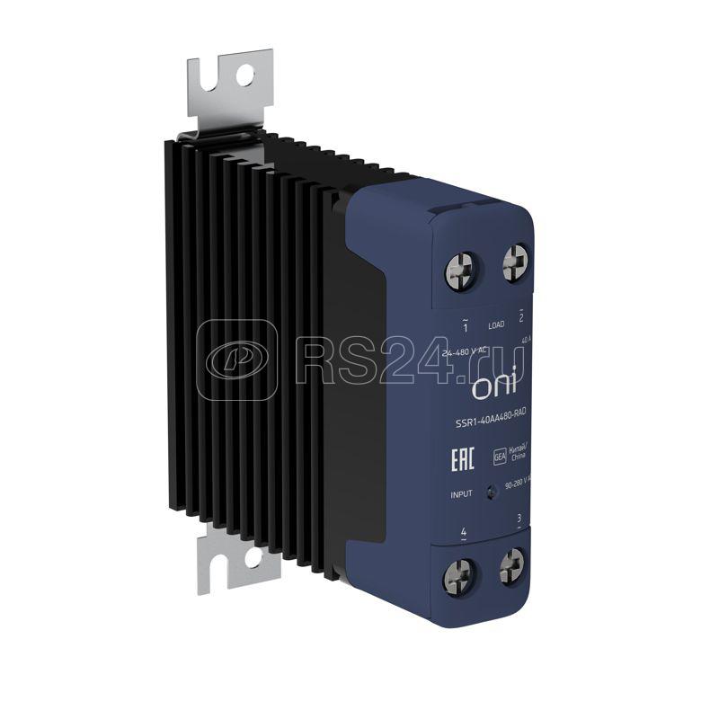 Реле твердотельное SSR1 40А 90-280В AC 24-480В AC с радиатором ONI SSR1-40AA480-RAD