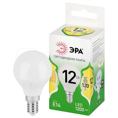Лампа светодиодная GREEN LINE P45-12W-830-E14 GL 12Вт шар 3000К свет тепл. E14 Эра Б0067042