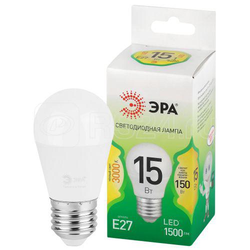 Лампа светодиодная GREEN LINE P45-15W-830-E27 GL 15Вт шар 3000К свет тепл. E27 Эра Б0067038