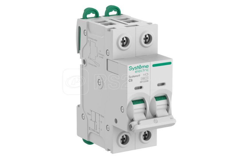 Выключатель автоматический 2п C 8А 6кА Systeme9 400В SE S9F22208