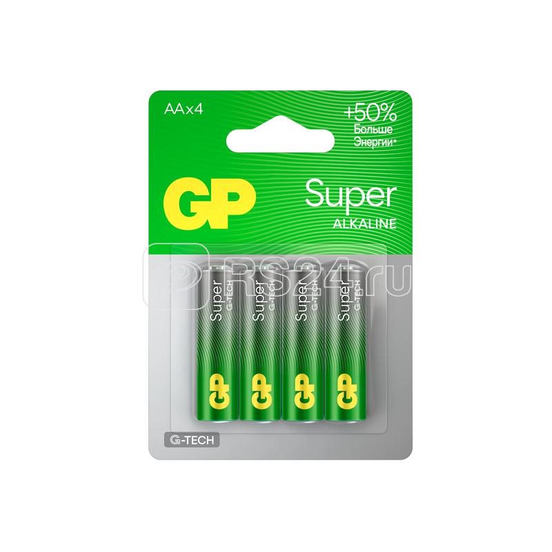 Элемент питания алкалиновый AA/LR6 1.5В Super Alkaline G-Tech 15AA21-2CRSBC4 40/320 (блист.4шт) GP 21384
