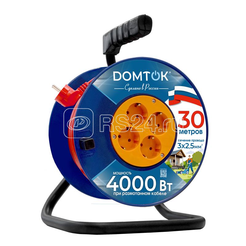 Удлинитель на катушке 4х30м с заземл. 16А IP20 4кВт ПВС 3х2.5 DOMTOK 2462