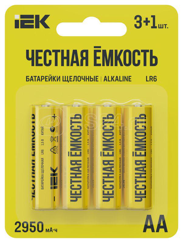 Элемент питания алкалиновый LR6/AA ПРОМО (блист.4шт) IEK ABT-LR06-OP-L04A