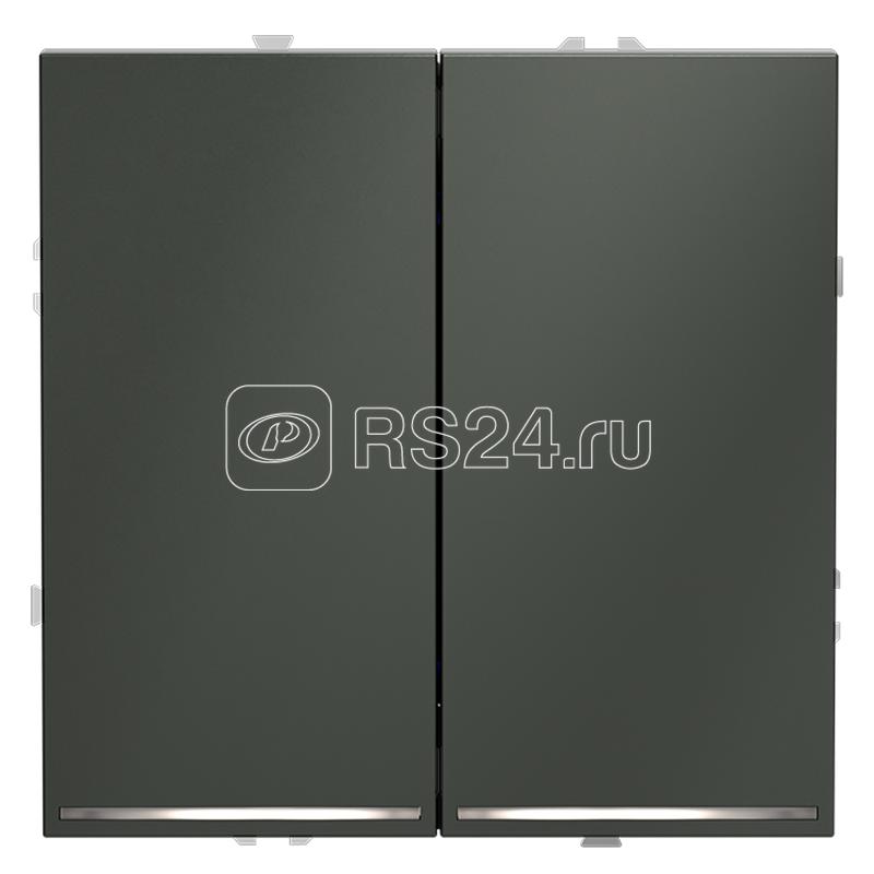 Выключатель 2-кл. СП S70 10А с подсветкой механизм титан Voltum VLS020206
