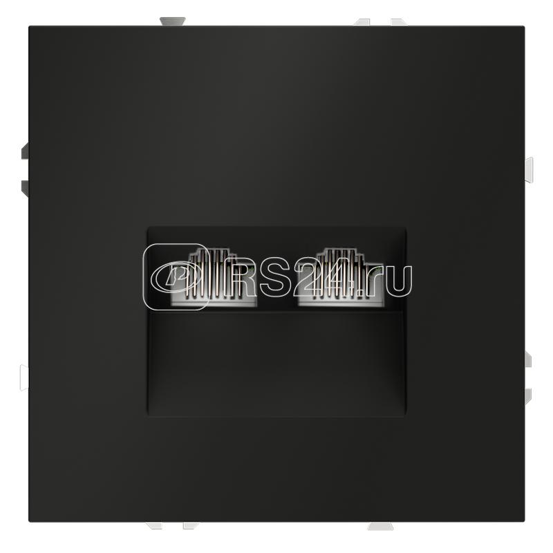Розетка компьютерная 2-м СП S70 RJ45 + RJ45 кат.6 механизм черн. матов. Voltum VLS060208