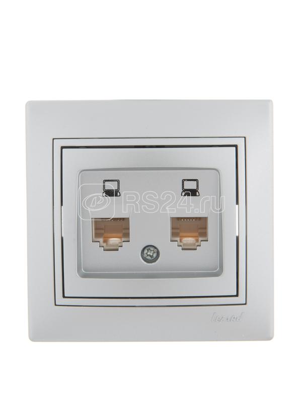 Розетка компьютерная 2-м СП Mira RJ45 сер. метал. LEZARD 701-1010-141