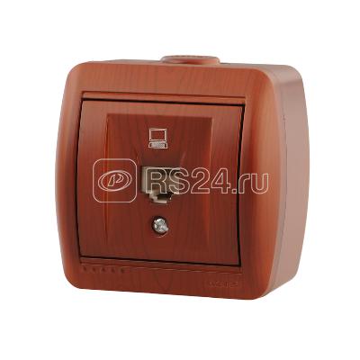 Розетка компьютерная 1-м ОП Nata RJ45 вишня LEZARD 710-0600-139
