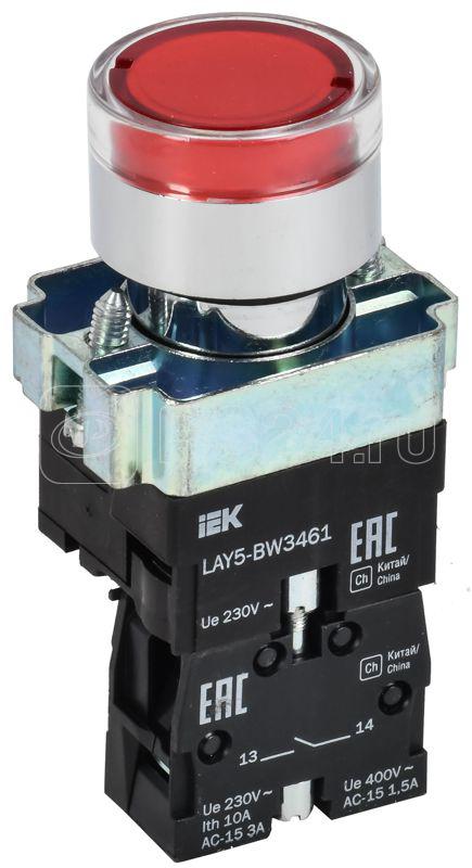 Кнопка LAY5-BW3461 1НО с подсветкой красн. KARAT IEK BBT50-BW-K04