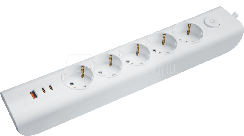 Удлинитель 3х5м с заземл. 16А IP20 95 692 NPE-USB06-05-500-ESC-3X1-PD20W 2хUSB-C + USB-A с выкл. бел. NAVIGATOR 95692