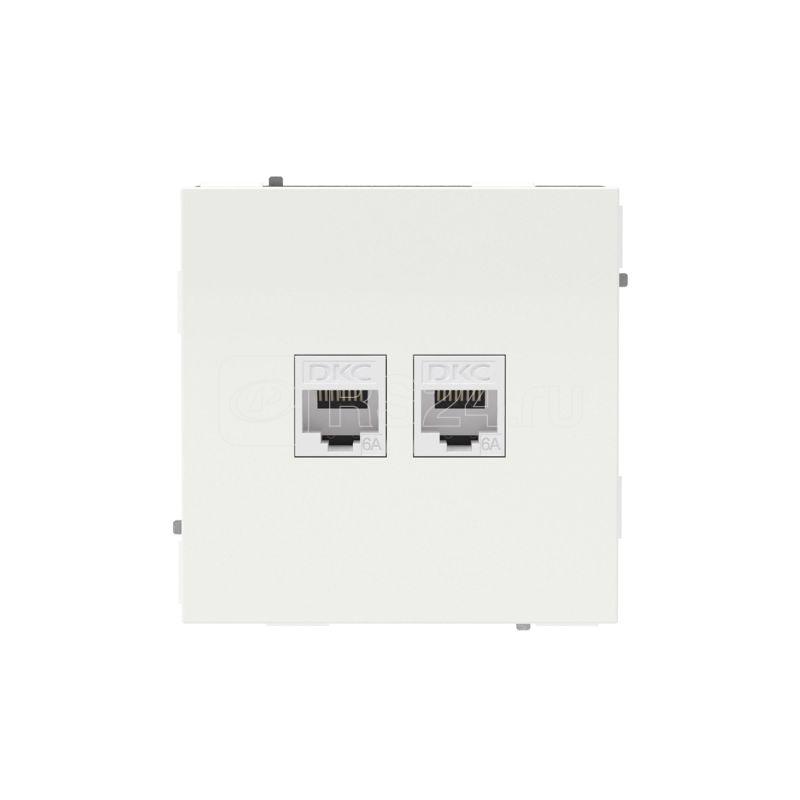 Розетка компьютерная 2-м KANT RJ45 кат.6A без шторки бел. магнолия DKC 7000674