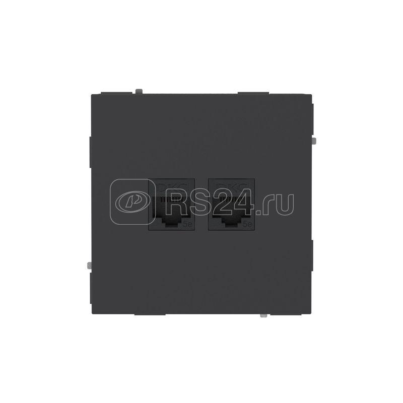 Розетка компьютерная 2-м KANT RJ45 кат.5E без шторки черн. уголь DKC 7012664