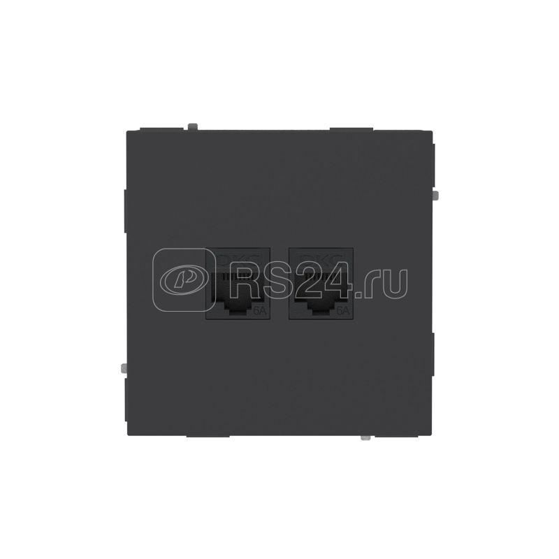 Розетка компьютерная 2-м KANT RJ45 кат.6A без шторки черн. уголь DKC 7012674
