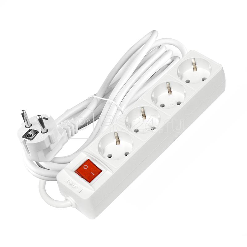Удлинитель 4х3х16А IP20 3х1 с выкл. бел. Союз 2793