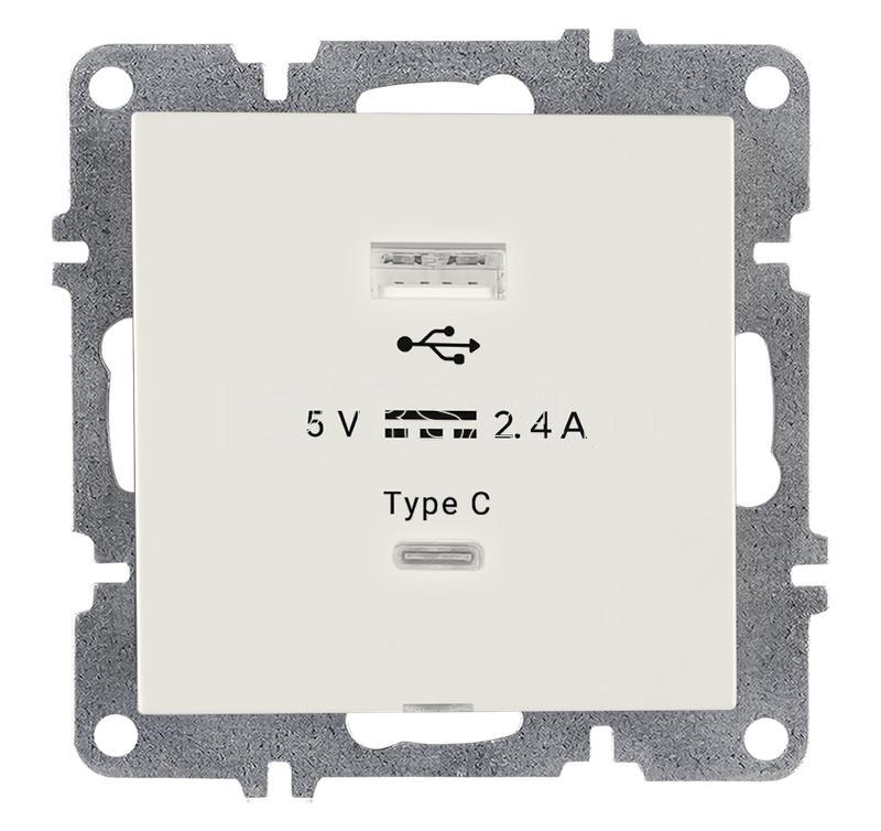 Розетка LAVIN/KAREN USB + TYPE-C механизм бел. ARVIA 50 01 1000 304