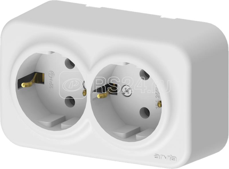 Розетка 2-м СП ARIA 16А IP20 с заземл. бел. ARVIA 25 01 1000 907
