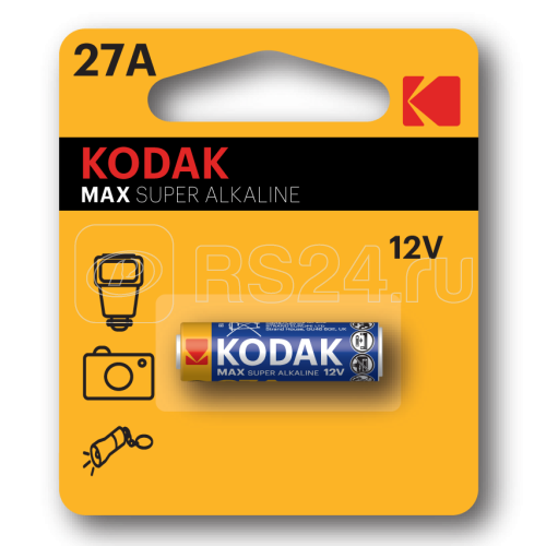 Элемент питания алкалиновый A27/MN27/8LR732 12В MAX SUPER Alkaline (блист.1шт) 30414372-RU1 KODAK Б0047482