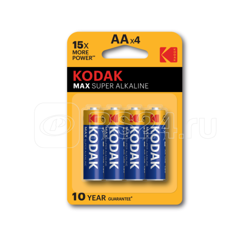Элемент питания алкалиновый AA/LR6 1.5В MAX SUPER Alkaline (блист.4шт) 30952867-RU1 KODAK Б0005120