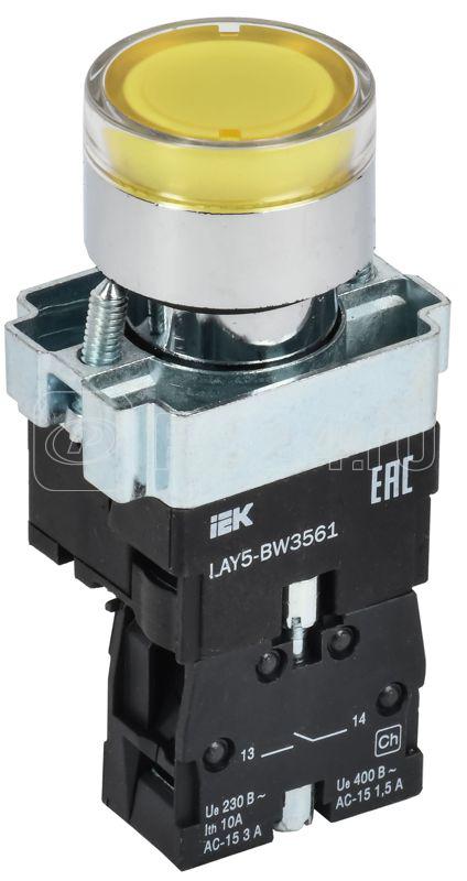 Кнопка LAY5-BW3561 1НО с подсветкой желт. KARAT IEK BBT50-BW-K05
