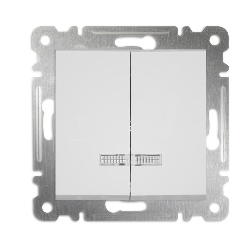 Выключатель 2-кл с подсвет. СП 10А IP20 250В механизм Karea бел. Makel 57001023