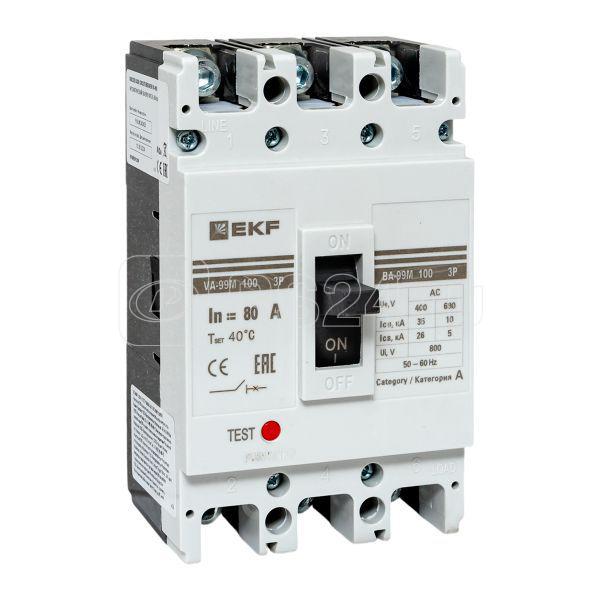 Выключатель автоматический 3п 100/80А 35кА ВА-99М PROxima EKF mccb99-100-80m