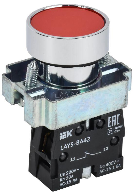 Кнопка LAY5-BA42 1НЗ без подсветки красн. KARAT IEK BBT61-BA-K04