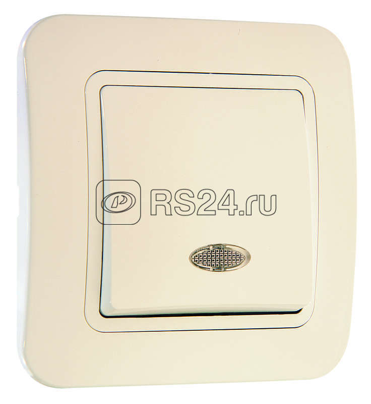 Выключатель 1-кл. СП Lillium 10А IP20 с подсветкой крем. /крем. Makel 70221
