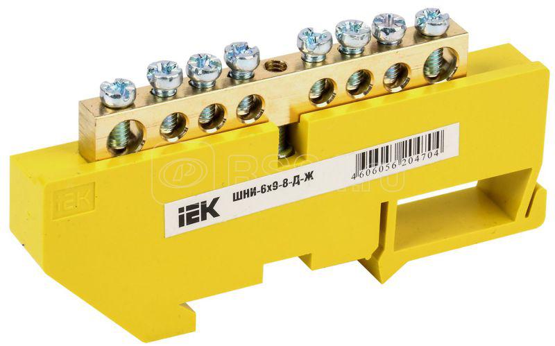 Шина PE "земля" на DIN-изол. ШНИ-6х9-8-Д-Ж IEK YNN10-69-8D-K05