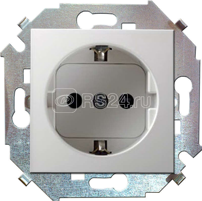 Розетка 1-м СП Simon 15 16А IP20 250В с заземл. Schuko защ. шторки винтов. клеммы механизм бел. Simon 1591443-030