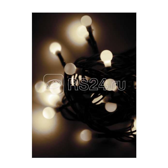 Гирлянда декоративная "Маленькие шарики cherry" 30LED 4.4м (2.9+1.5м) зел. провод IP20 тепл. бел. Космос KOC_GIR30LEDBALL_W