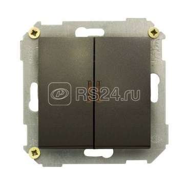 Выключатель 2-кл. СП Simon 34 10А IP20 с подсветкой механизм графит Simon 34392-038