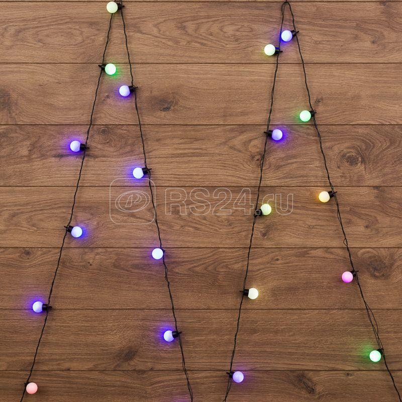 Гирлянда светодиодная "Шарики" 5м d30мм 25LED RGB 6Вт 220-240В IP20 провод ПВХ темн. зел. Neon-Night 303-569