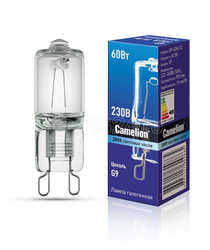 Лампа галогенная 60Вт капсула прозрачная G9 3000К 230В Camelion 5555