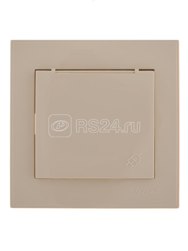 Розетка 1-м СП Rain с заземл. с защ. крышкой керамика крем. LEZARD 703-0303-123