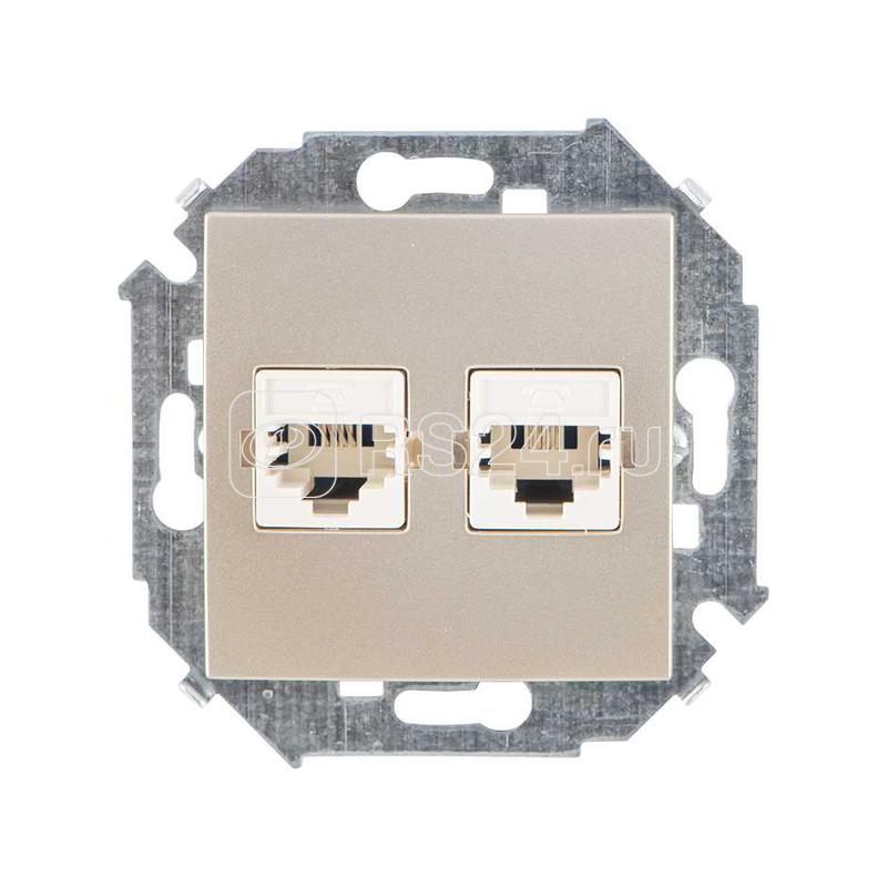 Розетка телефонная 2-м Simon 15 RJ11 винтов. зажим механизм шампань Simon 1591589-034