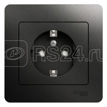 Розетка 1-м СП 1мод. Glossa 16А IP20 с заземл. защ. шторки в сборе антрацит SE GSL000744