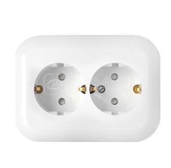 Розетка 2-м СП 16А IP20 с заземл. защ. шторки бел. Bylectrica РС16-357